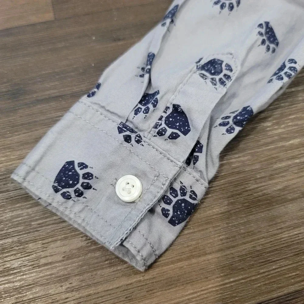 Gymboree Boys 18-24 Mos Gray Paw Print Button Down Shirt